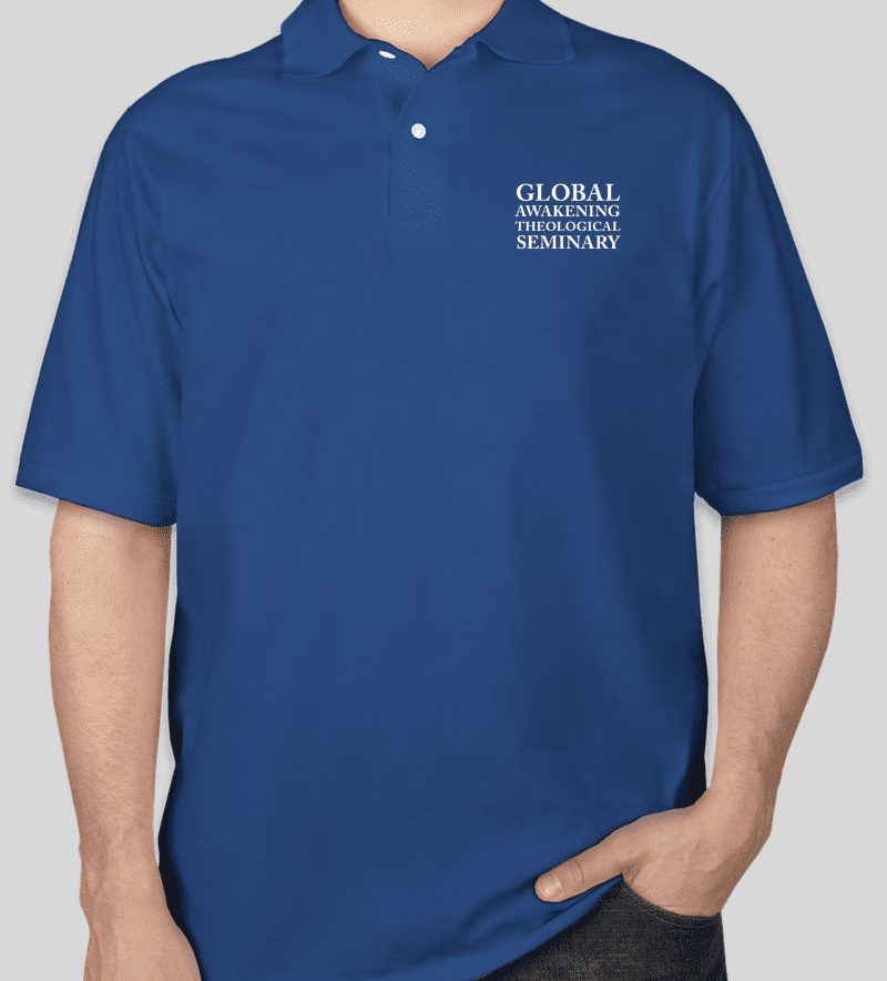 blue global awakening theological seminary polo shirt